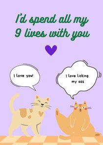 Valentijnskaart - I'd spend all my 9 lives with you