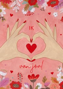 Valentijnskaart 'ik hou van jou' handen