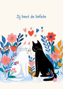 Valentijnskaart 'jij bent de liefste' twee katten