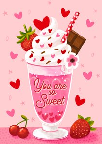 Valentijnskaart liefde valentijn sweet milkshake vriendschap