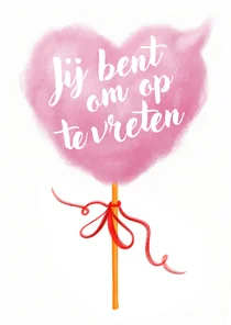 Valentijnskaart met roze suikerspin