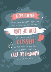 Valentijnskaart voor een man met tekst 'ik hou van jou'