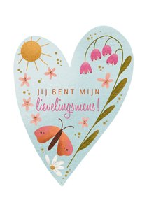 Valentijnskaart voor een vriendin met hart en bloemen