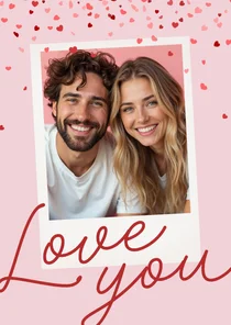 Valentijnskaartje roze met kleine hartjes foto love you