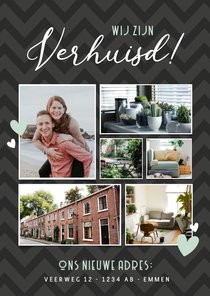 Verhuisbericht fotocollage met 6 foto's en nieuw adres 