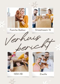 Verhuiskaart collage verhuisbericht kleine bloemetjes grijs
