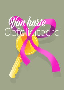 Verhuiskaart geïllustreerde sleutel met strik