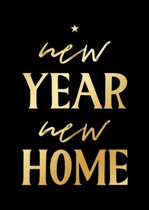 Verhuiskaart kerst new year new home goud ster