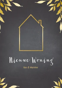 Verhuiskaart krijtbord gouden huis