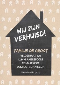 Verhuiskaart krijtbord huis av