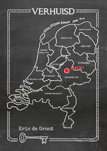 Verhuiskaart krijtbord landkaart