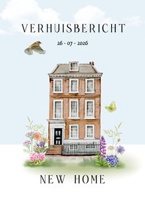 Verhuiskaart leuke woning bloemen