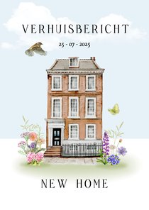Verhuiskaart leuke woning bloemen