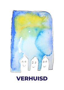 Verhuiskaart met 3 blije huisjes