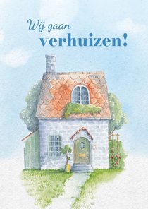 Verhuiskaart met illustratie van cottage