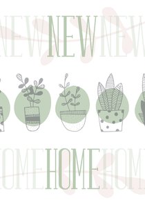 Verhuiskaart 'NEW HOME' botanische stijl