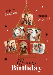 Verjaardag fotocollage kerstboom sterren 
