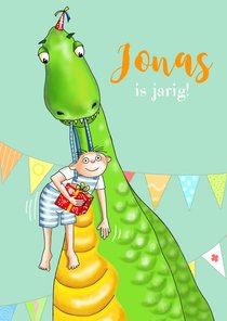 Verjaardag - jarig jongetje met dinosaurus