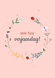 Verjaardag - Vrolijke cirkel van bloemen 