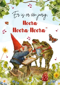 Verjaardagkaart kikkerkoortje zingt voor de jarige