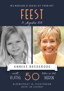 Verjaardagsfeest modern foto toen en nu 50 jaar