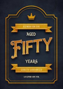 Verjaardagskaart 50 jaar vintage label 'aged fifty years'