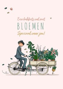 Verjaardagskaart bakfiets planten