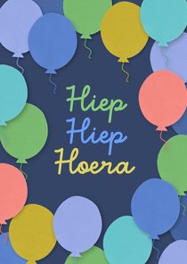 Verjaardagskaart ballonnen blauwe achtergrond