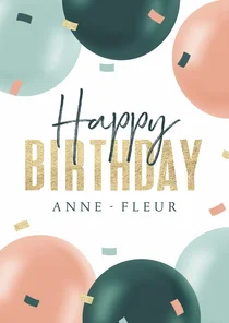 Verjaardagskaart ballonnen happy birthday goud