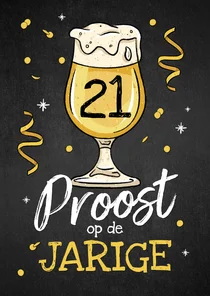 Verjaardagskaart bier proost confetti doodle krijtbord 21
