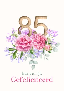 Verjaardagskaart bloemen 85 in hout