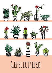 Verjaardagskaart bloemen en plantjes