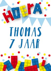 Verjaardagskaart blokken confetti jongen