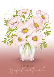 Verjaardagskaart boeket Cosmea in vaas