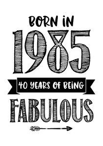 Verjaardagskaart born in 1985 - 40 years of being fabulous