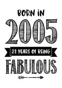 Verjaardagskaart born in 2005 - 21 years of being fabulous