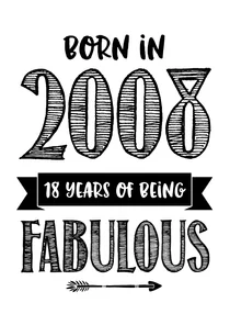 Verjaardagskaart born in 2008 - 18 years of being fabulous