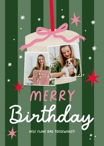 Verjaardagskaart cadeau sterren kerst merry birthday