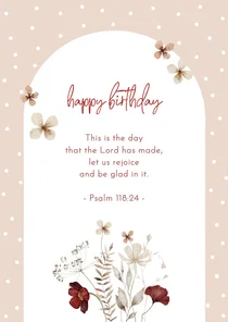 Verjaardagskaart christelijk boog bloemen