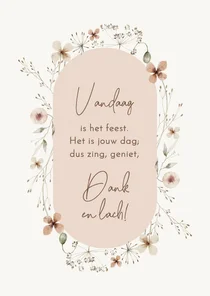 Verjaardagskaart christelijk takjeskrans beige