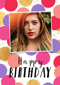 Verjaardagskaart confetti roze goud happy birthday foto