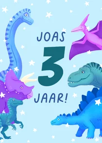 Verjaardagskaart dinosaurussen