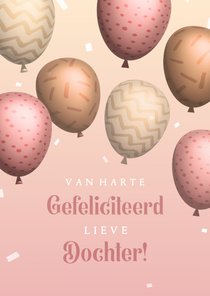 Verjaardagskaart dochter stijlvol feestelijk 3d ballonnen