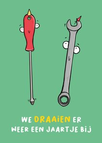 Verjaardagskaart draaiend gereedschap