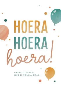 Verjaardagskaart driemaal hoera