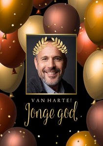 Verjaardagskaart eigen foto humor jonge god met hoofdkrans