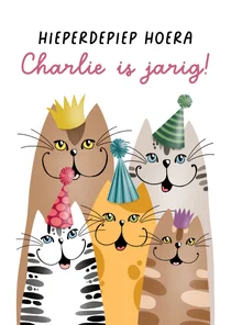 Verjaardagskaart - Feestende katten