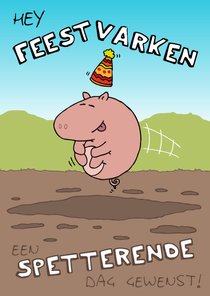 Verjaardagskaart Feestvarken