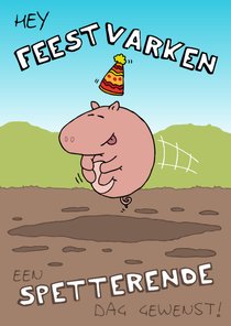 Verjaardagskaart Feestvarken