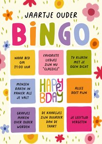 Verjaardagskaart felicitatie grappig bingo oudere vrouw